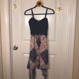 Almost Famous summer dress, M, navy/pink/cyan